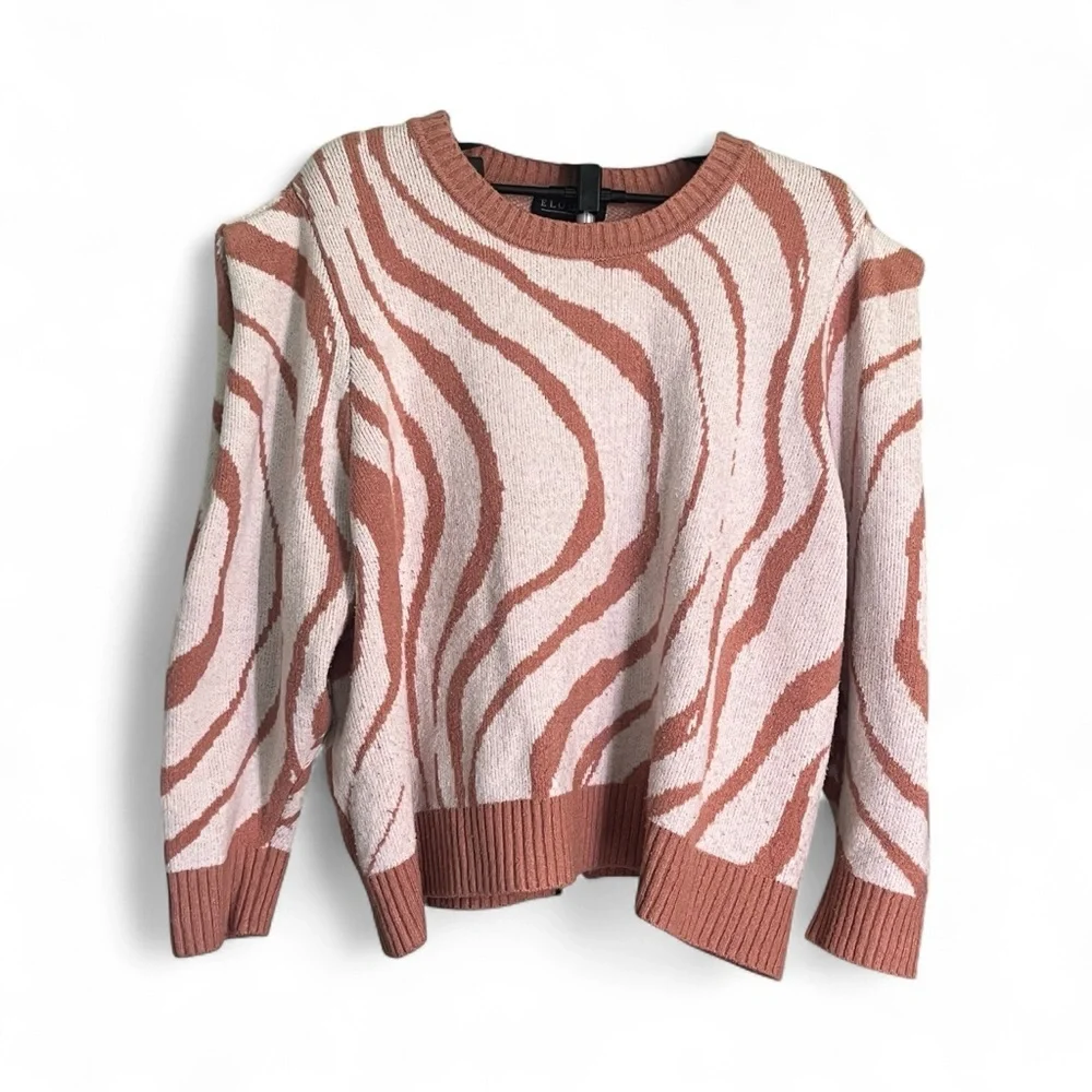 Eloquii Pink and Brown Patterned Sweater - Picture 2 of 4